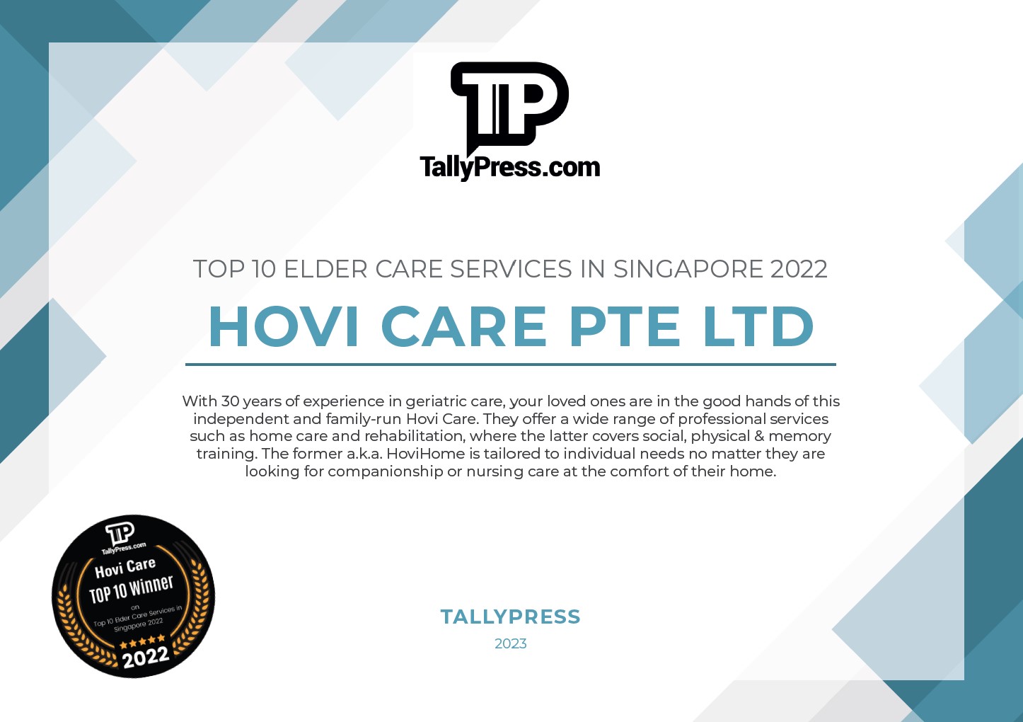Top 10 Elder Care Services in Singapore 2022 by TallyPress